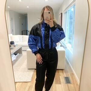 Vintage Black and Blue Women's Jacket